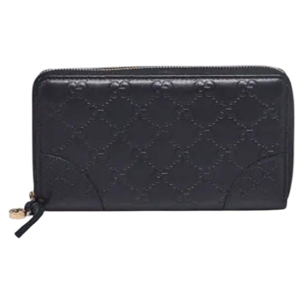 Gucci | Black Guccissima Leather Zip Around Wallet